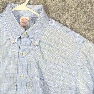 Brooks Brothers Mens 15.5 33 Traditional Non-Iron Glen Plaid Dress Shirt Blue